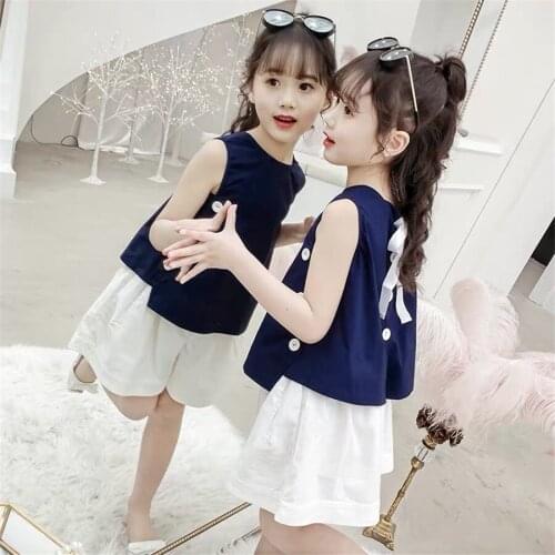 Summer Girls Clothes Set Children Clothing Outfits Sleeveless Tops & Shorts for Kids Girls Casual Suit Tracksuit 6 8 10 12 Years