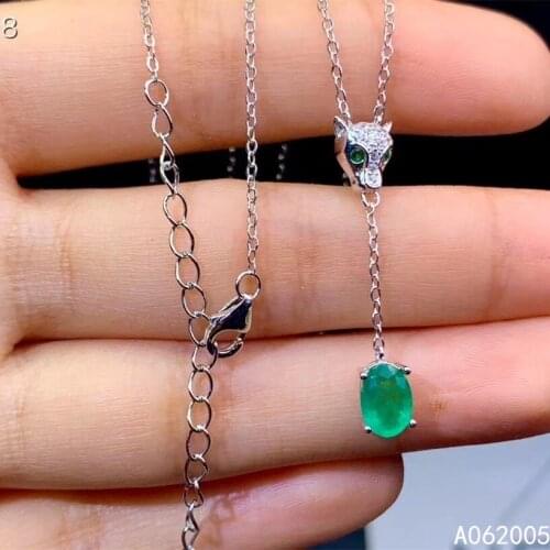 KJJEAXCMY Fine Jewelry 925 Sterling Silver Inlaid Natural Emerald Female New Pendant Necklace Exquisite Support Test with Box