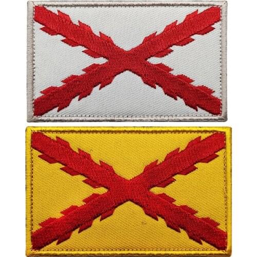 1 pc 3D Spain Burgundy Cross Cloth Sticker Military Combat Badge Tactical Hook and Loop Backpack Hat Applique Clothing DIY