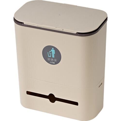 10L Wall Mounted Trash Can Hanging Sliding Lid Trash Can Waste Bin Kitchen Cabinet Door Hanging Trash Bin Garbage Trash Can Bin