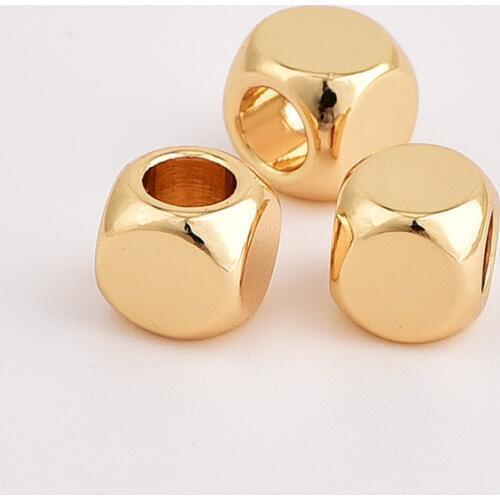 10/pcs Filling Rose Champagne gold Square Bead DIY Jewelry High Quality Make Bracelets Necklaces Foot Body Chain Accessories