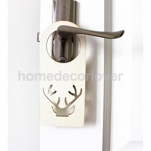 10pcs Door Knob Hangers Antlers Hallow Out Wood Home Decoration