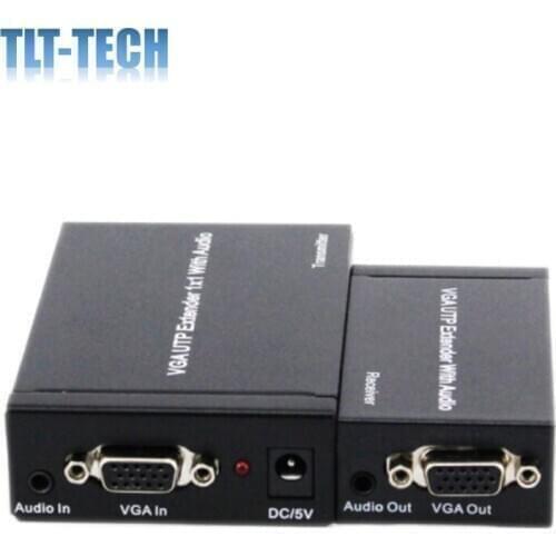 1080P Long Range 984ft USB VGA Extender Over Cat5e Cat6 Ethernet Cable (up to 984ft/300m, Sender+Receiver)