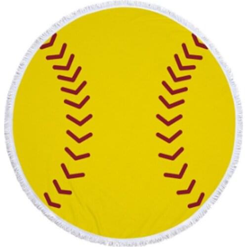 20piece baseball basketball microfiber round printed beach towel fadeless with fringe beach towel 150cm