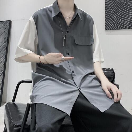 2020 Summer Mens Loose Hawaiian Shirt Student Short Sleeve Shirt Camisa Masculina Streetwear French Cuff Mens Fashion Shirts