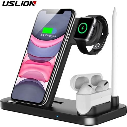 4 in 1 15W Qi Fast Wireless Charger Stand For iPhone 11 Pro Apple Watch Foldable Charging Dock Station for Airpods Pro iWatch