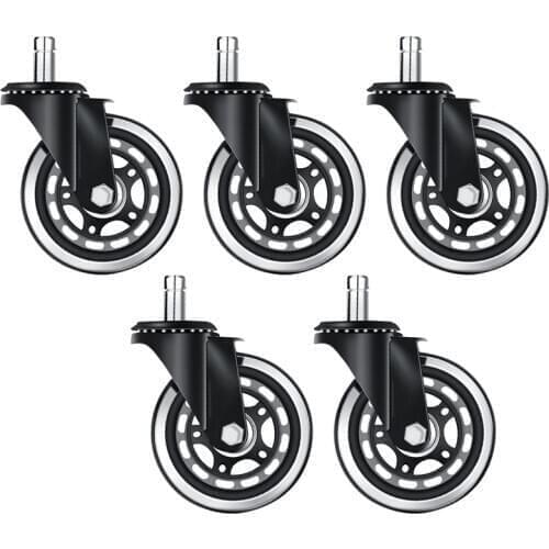 5Pcs Office Chair Caster Wheels Replacement 2.5 Inch Office Chair Wheels Soft Rubber Wheel Furniture Hardware(11X22)