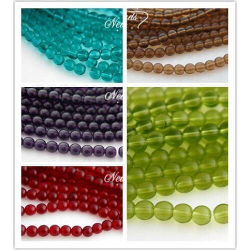 6MM 100Pcs/Pack Mixed Colors Clear Czech Glass Crystal Bead Jewelry Loose Beads