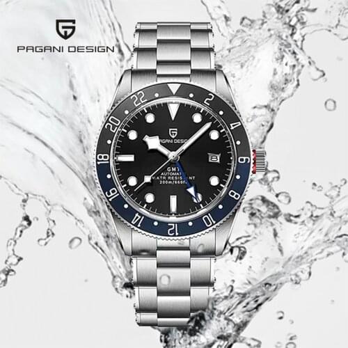 PAGANI DESIGN New 40MM Luminous GMT Series Mechanical Automatic Watch Mens Watch BB58 Waterproof Stainless Steel Sapphire