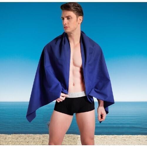 Mens Deep Blue Microfiber Bath Towel Double-faced Velvet Quick-drying Beach Towel Portable Beach Mat Towel Seaside Products