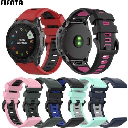 FIFATA 20 22 26MM Double Color Soft Sport Strap For Garmin Fenix 5/5S/5X/6/6S/6X/Fenix 3/3 HR Smart Watch Replacement Wristband