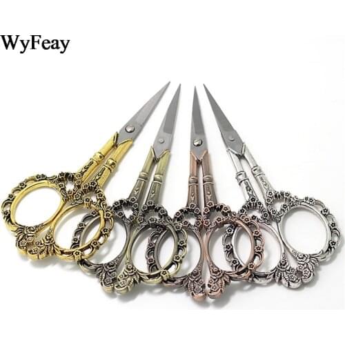 Stainless Steel European Vintage Scissors Floral Sewing embroidery scissors Short Cutter Durable Tailor Scissors Fabric Crafts