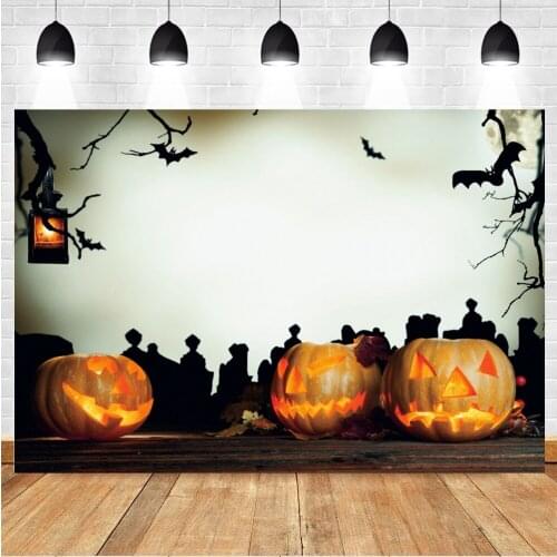 Yeele Halloween Backdrop Baby Photographic Night Bat Pumpkin Lantern Leaves Board Background Photography Photo Studio Photophone