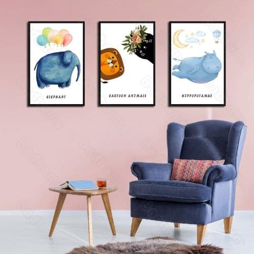 Nordic Style Sofa Background Wall Decoration Painting Modern Minimalist Living Room Hanging Painting Bedroom Cartoon Mural