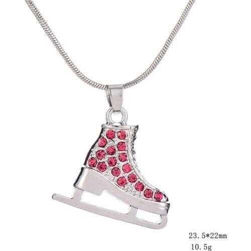 Rhinestone Roller Skates Pendant Necklace Exquisite Crystal Women Skating Sport Jewelry Gift Wholesale