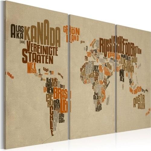 Picture-world map (German language): Triptych-120x80 cm