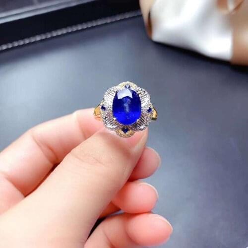 Natural Sapphire Ruby Jasper S925 Ring Elegant Fine Fashion Charming Wedding Jewelry for Women Free Shipping