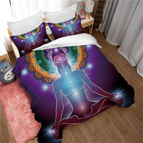 Buddha Statue Pattren Bedding Set 2/3pcs Home Decoration Bedroom Duvet Cover with Pillowcase Polyester Microfiber Bedclothes