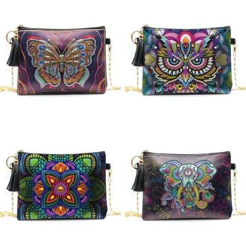 New Arrival 5D DIY Diamond Painting Butterfly Leather Crossbody Chain Bags DIY Diamond Embroidery Bag Wallet