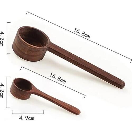 Small Mini Wooden Round Tea Coffee Salt Spoon Wooden Black Walnut Spoon Coffee Spoon Beech Household DIY Kitchen Cooking