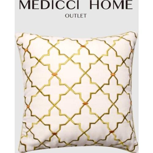 Medicci Home Contemporary Art Cushion Cover High End Cotton Linen Textured Geometry Embroidered Throw Pillow Case Sofa Bed Chair