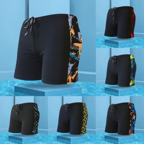 Patchwork Sexy Men Swimwear Brazilian Classic Cut Swimsuits Swimming Briefs Gay Swim Geometric Swimming Trunks Surf Boardshorts