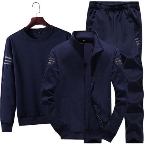 2021 Mens Autumn/Winter Tracksuit Sportwear Sets Men Zipper Jackets+Pants 3 Pieces Sets Tracksuit Jogger Sets Casual Slim Fit