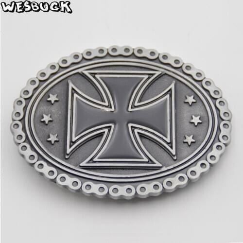 WesBuck Brand New Style High Quality Cross Mens Belt Buckle With Oval Metal Cowboy Belt Head Suitable For 4cm Wide Belt