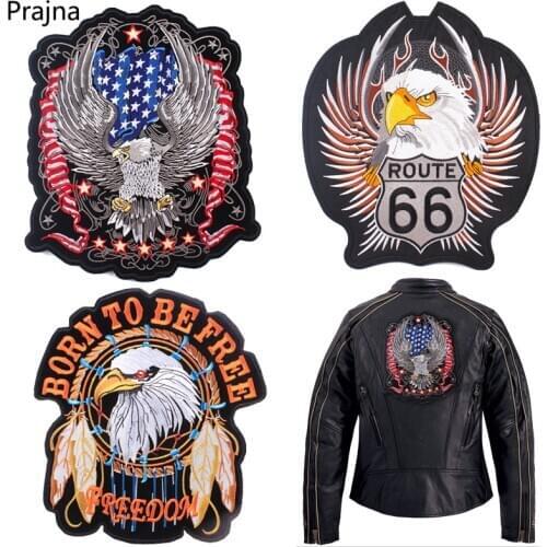 Big Eagle Patches Punk Biker Patches for Clothes Jacket Applique Motorcycle Embroidery Patch Clorhing Stickers Sewing Badges DIY