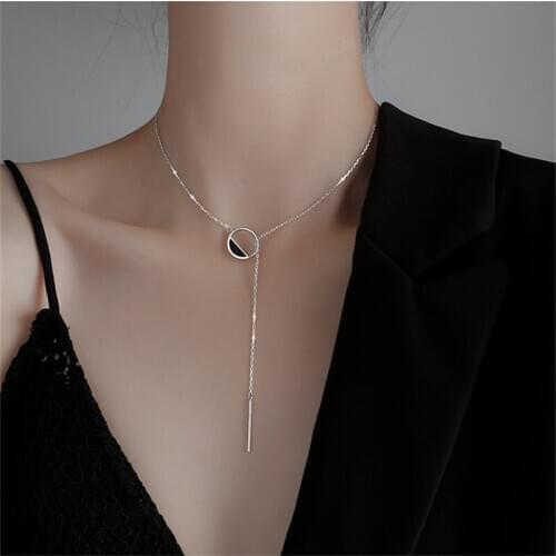 New Arrival Lady 925 Sterling Silver Necklace For Women Jewelry Personality Tassel Pendant Necklace Lady Clavicle Accessories