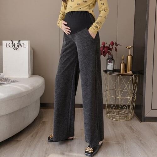 New pregnant womens pants casual ribbed cashmere stomach lift pants loose pregnant mothers wide-leg pregnant women casual pants