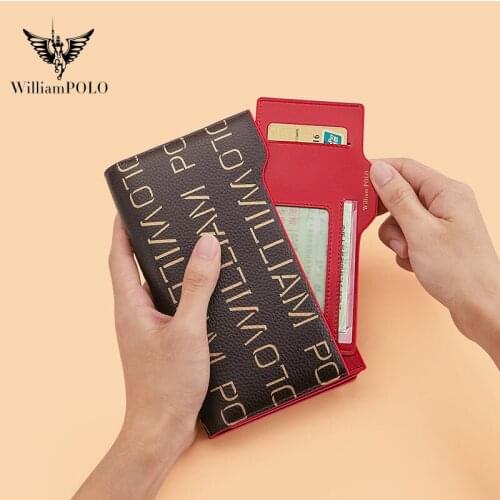 WILLIAMPOLOs new RFID ladies wallet long leather anti-theft brush gift China red wallet large capacity multifunctional wallet