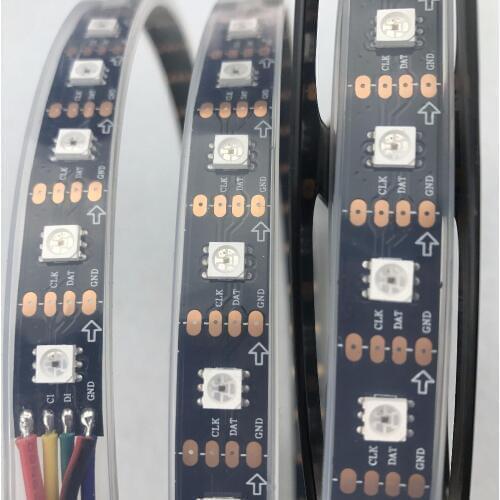 DC5V APA107 addressable led pixel strip;60leds/m with 60pixels/m;BLACK PCB;waterproof in silicon tube;IP66;4m a roll