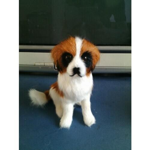 13x11cm squatting Saint Bernard dog hard model toy,polyethylene&furs craft,prop,home decoration 1299