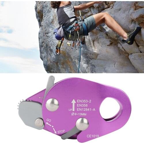 22KN Rope Grab Professional Safety Climbing Rope Self-braking Stop Descender for 9-13mm Rope Clamp Grab Rescue Rappel Equipment