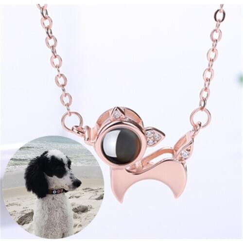 Drop Shipping Custom Projection Memory Pet Photo Footprints Cat Dog Pendant Necklace 925 Silver Jewelry