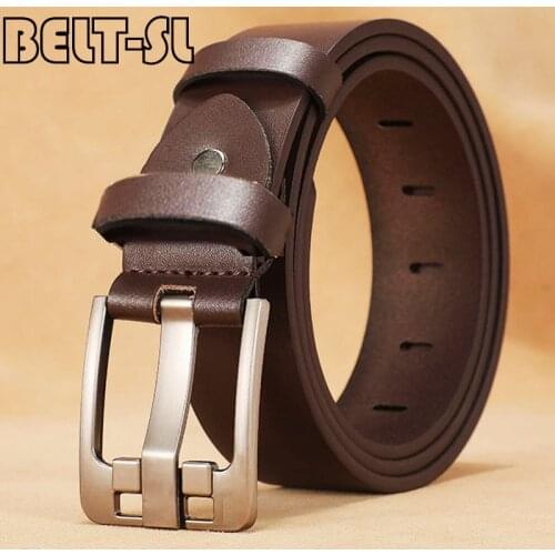 Men Top Layer Leather Casual High Quality Belt Vintage Design Pin Buckle Genuine Leather Belts For Men Original Cowhide