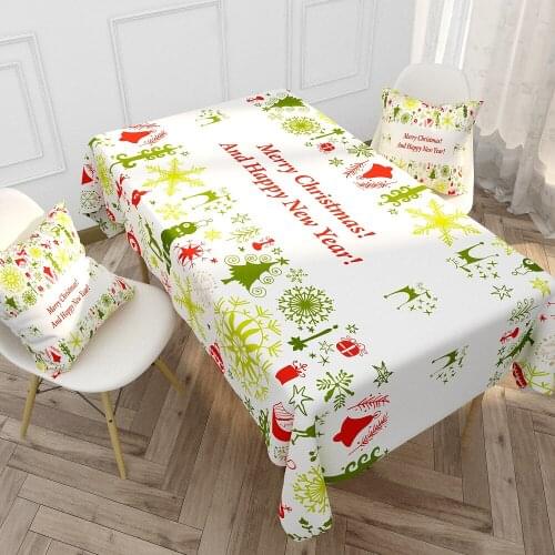 2021 Christmas Tablecloth INS Cartoon rectangular stain Table Cloth oilcloth Party dining Table cover For home and kitchen 0031