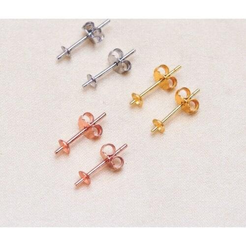 HOT CHEAP DIY Stud Earrings Mountings Accessories Findings Jewelry Settings Parts for Pearls Beads Stones 100 pairs/lot