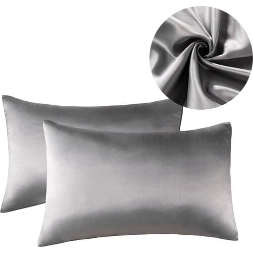 2pcs Queen/KING Silk Satin Pillow Case Bedding Black Pillow Cover Comfortable Pillow Cover for Bed Throw Single Pillow Covers