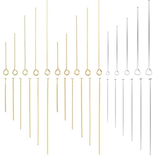 100Pcs/Lot 20 30 40mm Real Gold Plated Eye Pins Flat Head Pins for DIY Earring Jewelry Findings Making Accessories Supplies