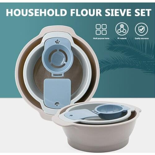 Kitchen Fine Mesh Flour Sifter Round Stainless Steel Net Flour Sieve Strainer Sifters Egg Separator Scraper Set Baking tools