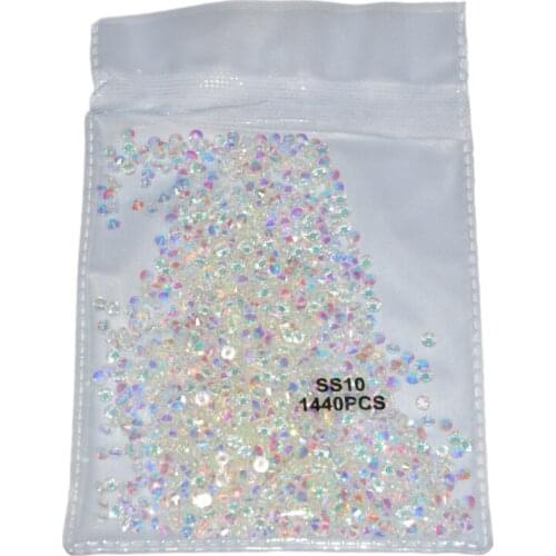 SS3-SS30 Glass Crystal AB Non Hot Fix Rhinestones Crystal Colorful AB Glass Strass Glitter Rhinestones For Nail Art Decoration