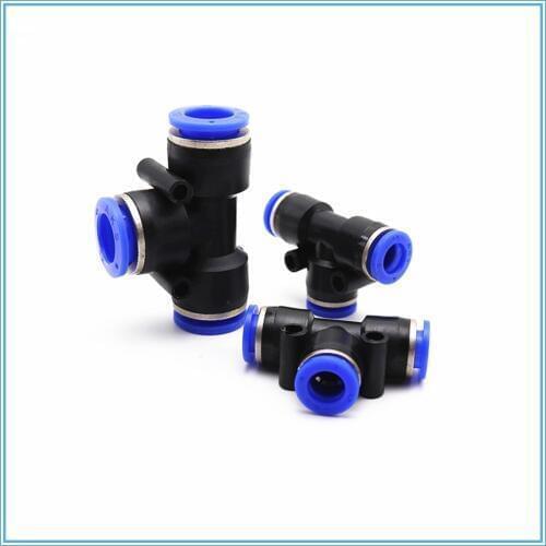3 Way T shaped Tee Pneumatic 10mm 8mm 12mm 6mm 4mm 16mm OD Hose Tube Push In Air Gas Fitting Quick Fittings Connector Adapters