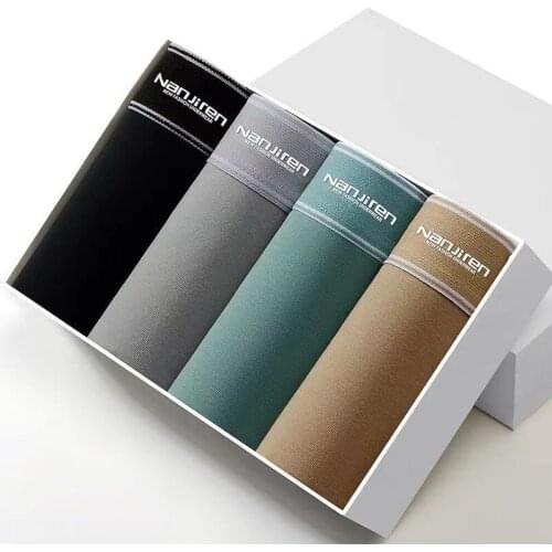 4pcs Mens Panties Sexy Shorts Cotton Underwear Male Breathable Boxers Solid Boxershorts Brand Underpants