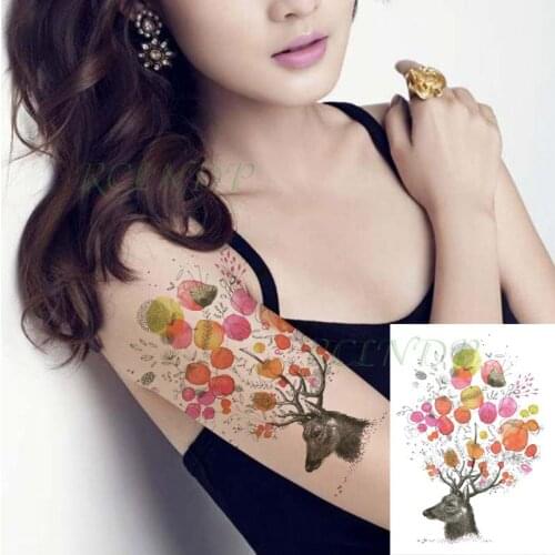 Waterproof Temporary Tattoo Sticker Fresh Colorful Fruit Ballon Style Deer Fake Tatto Flash Tatoo Back Leg Art for Women Men