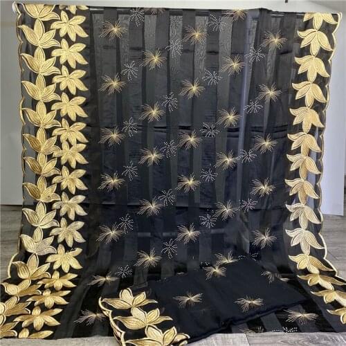 High quality silk fabric for lady dress Embroidered Satin ribbon Silk Fabric Organza For Soft Dress Sewing materials 5+2 yards