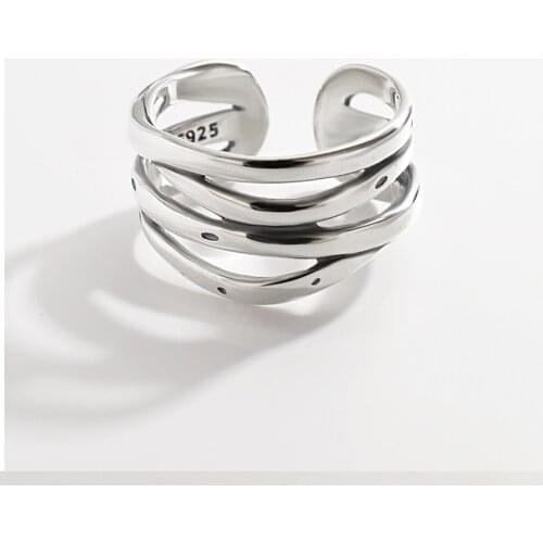 SHANICE Punk S925 sterling silver open ring Hipster Multi-layer IrregularJewelry Simple Smooth Winding Personality Opening Rings