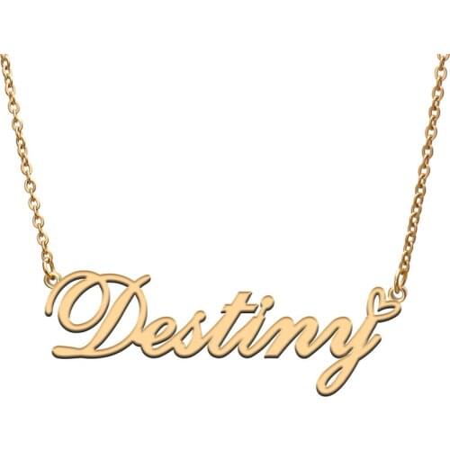 Love Heart Destiny Name Necklace for Women Stainless Steel Gold & Silver Nameplate Pendant Femme Mother Child Girls Gift