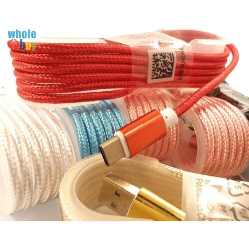 1.5M MultiColor Nylon Braided Rope Neto Micro USB Charger Sync Data Cable For Android & iPhone 7 6 Samsung Type-C 200pcs/lot